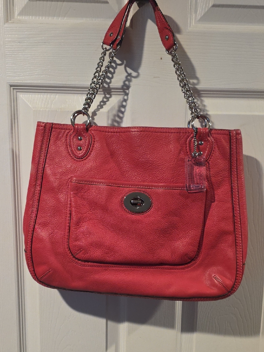 Coach Poppy Pebbled Leather Tote Pink